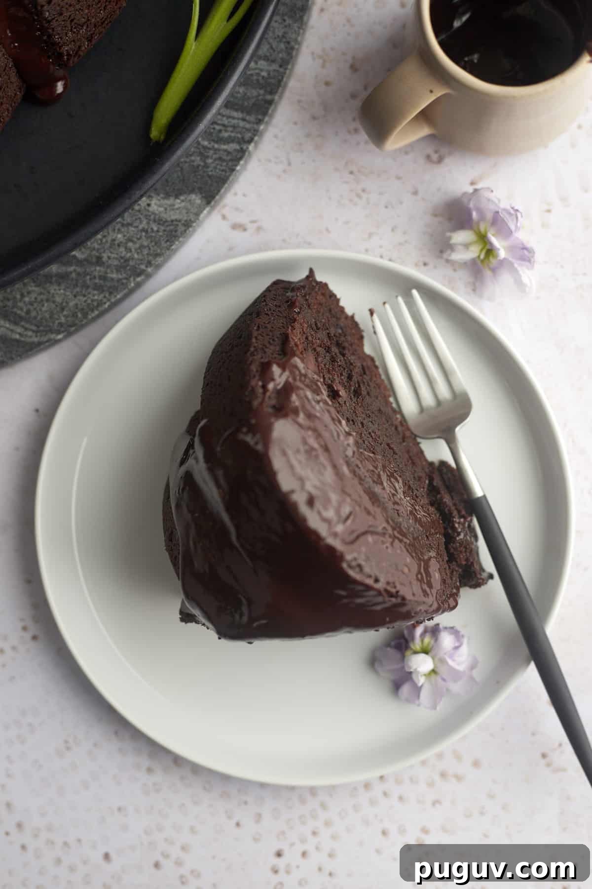 a slice of bundt cake on a plate