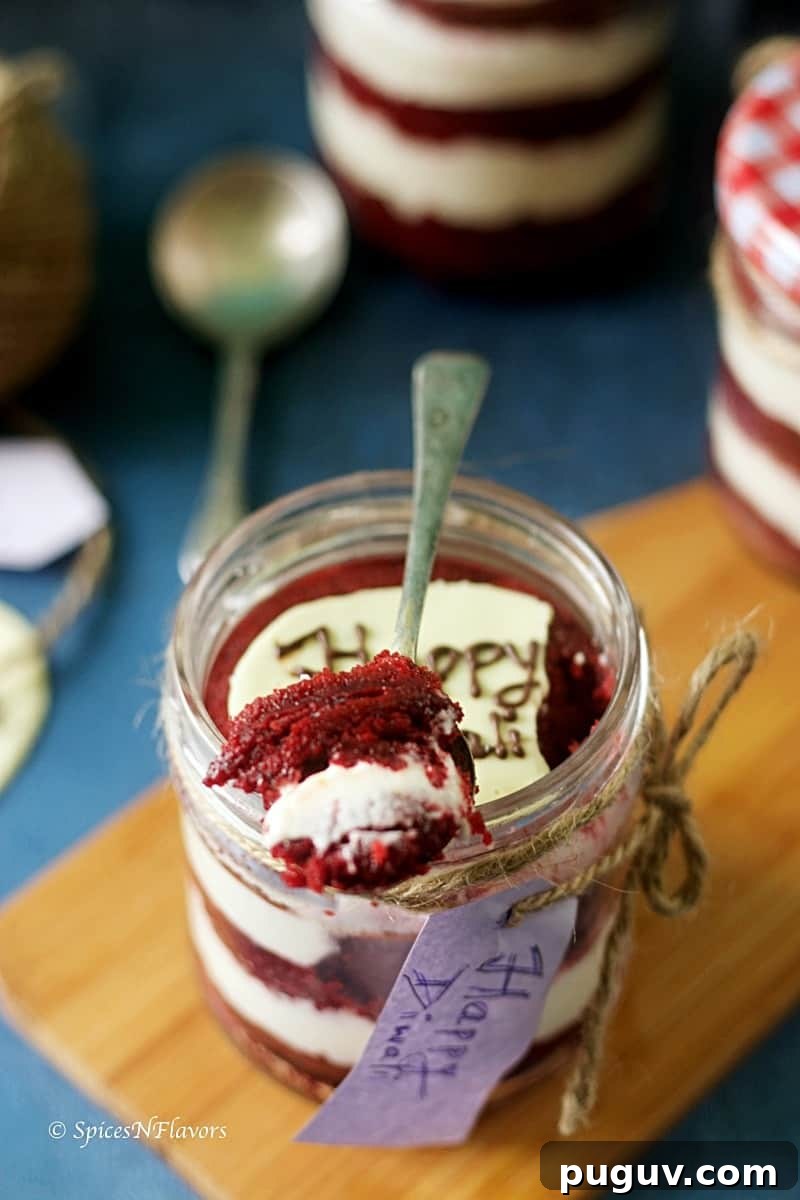 Eggless Red Velvet Cake in a Jar – Diwali Gift Recipe 4 eggless red velvet cake red velvet cake in a jar mason jar desserts