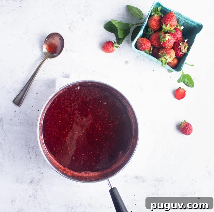 No-Bake Chocolate Strawberry Cheesecake Recipe 6 cooked strawberry jam mixture