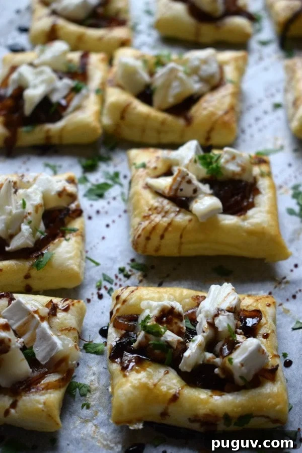 Perfect Guide to Caramelizing Onions for Sweet, Golden Flavor 15 close up of goat cheese tarts