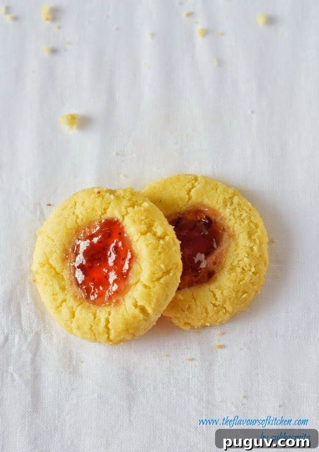 Closeup of a jam-filled cookie
