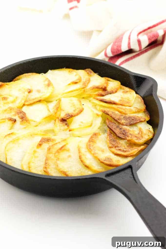 Cooked potatoes in skillet