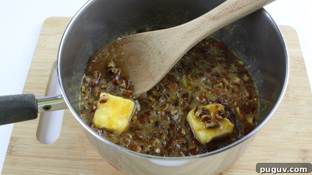 Pecan Pie Cookies Recipe — Chewy, Caramelized Pecan Cookies 4 pecan pie mixture saucepan