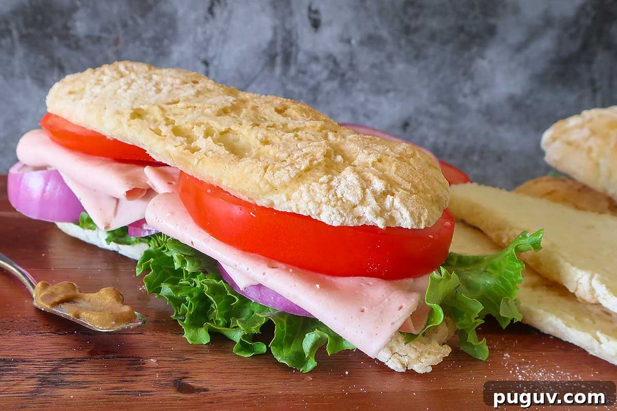 Top Gluten-Free Rolls & Buns: Soft, Fluffy Recipes You’ll Love 12 long soft with a crispy crust submarine roll filled with ham, tomato, onions and lettuce on a wooden board