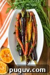 Roasted Candied Rainbow Carrots with Orange-Maple Syrup in a serving dish