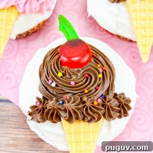 Ice Cream Cone Cupcakes With Chocolate Buttercream