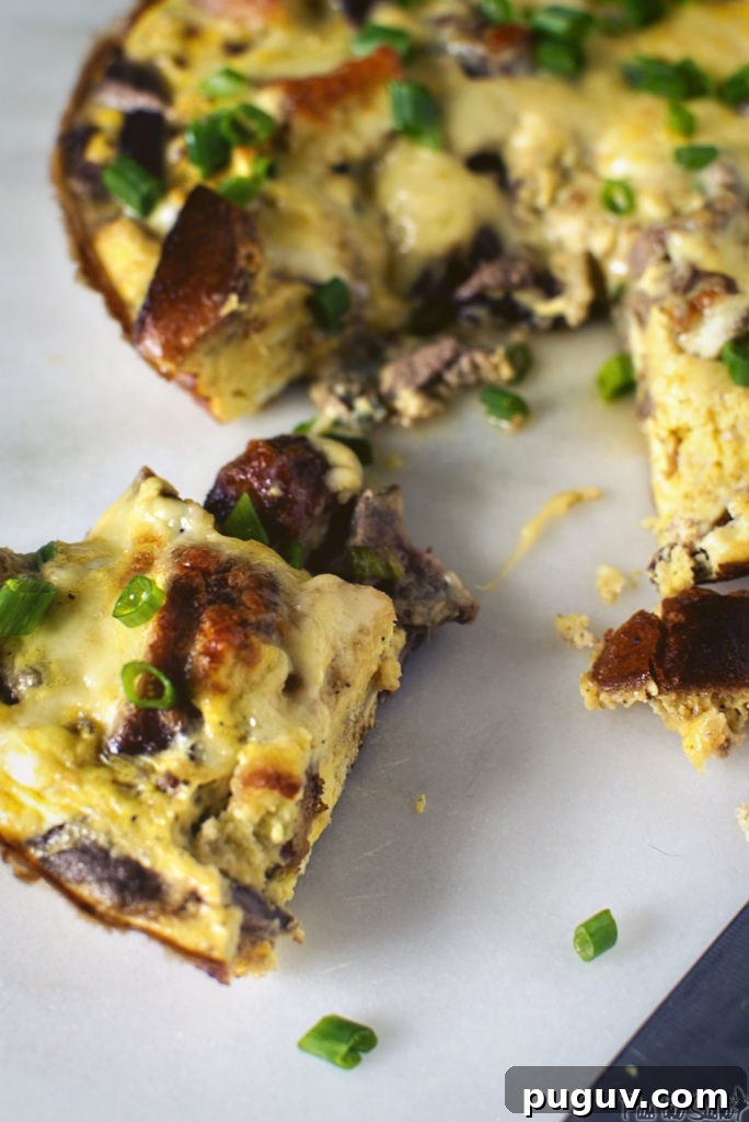 Garlic Steak Strata: Savory Layered Breakfast Casserole 3 Garlic and Steak Strata | Kita Roberts GirlCarnivore.com