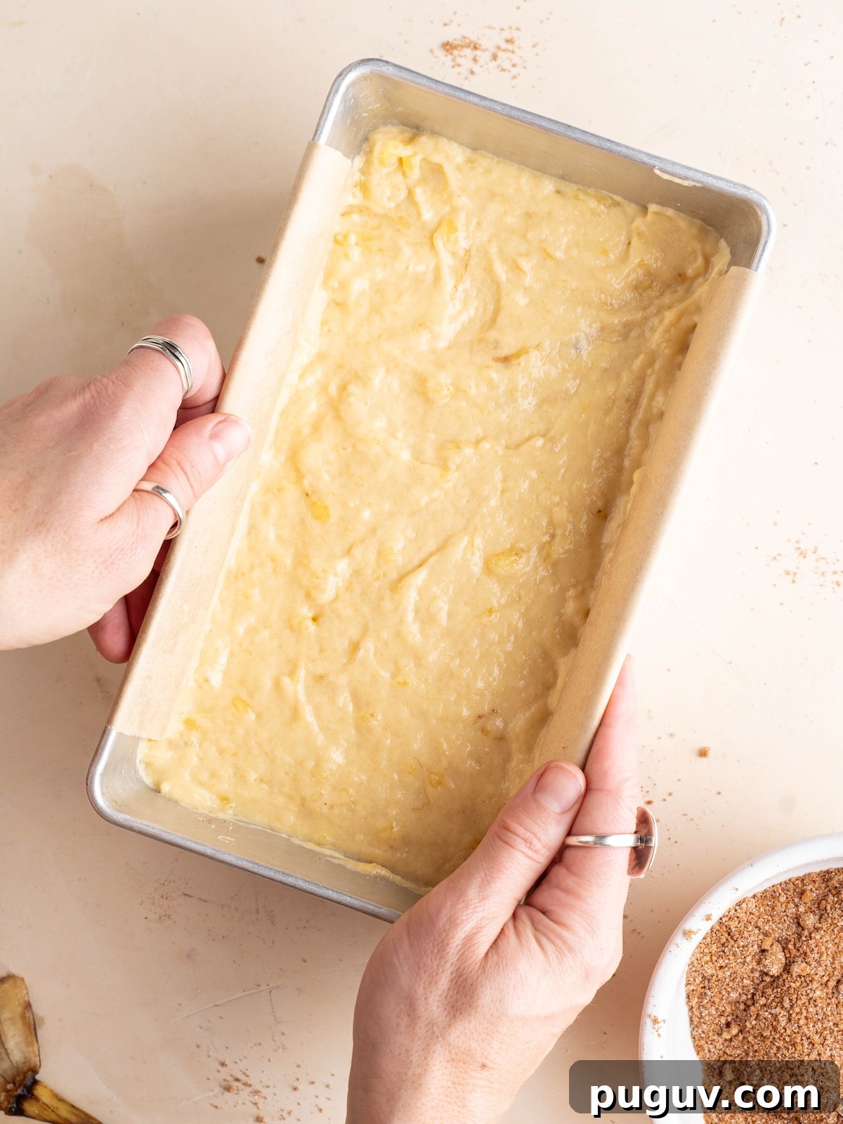Cinnamon Swirl Banana Bread Recipe with Brown Sugar Swirl 5 Banana bread before baking