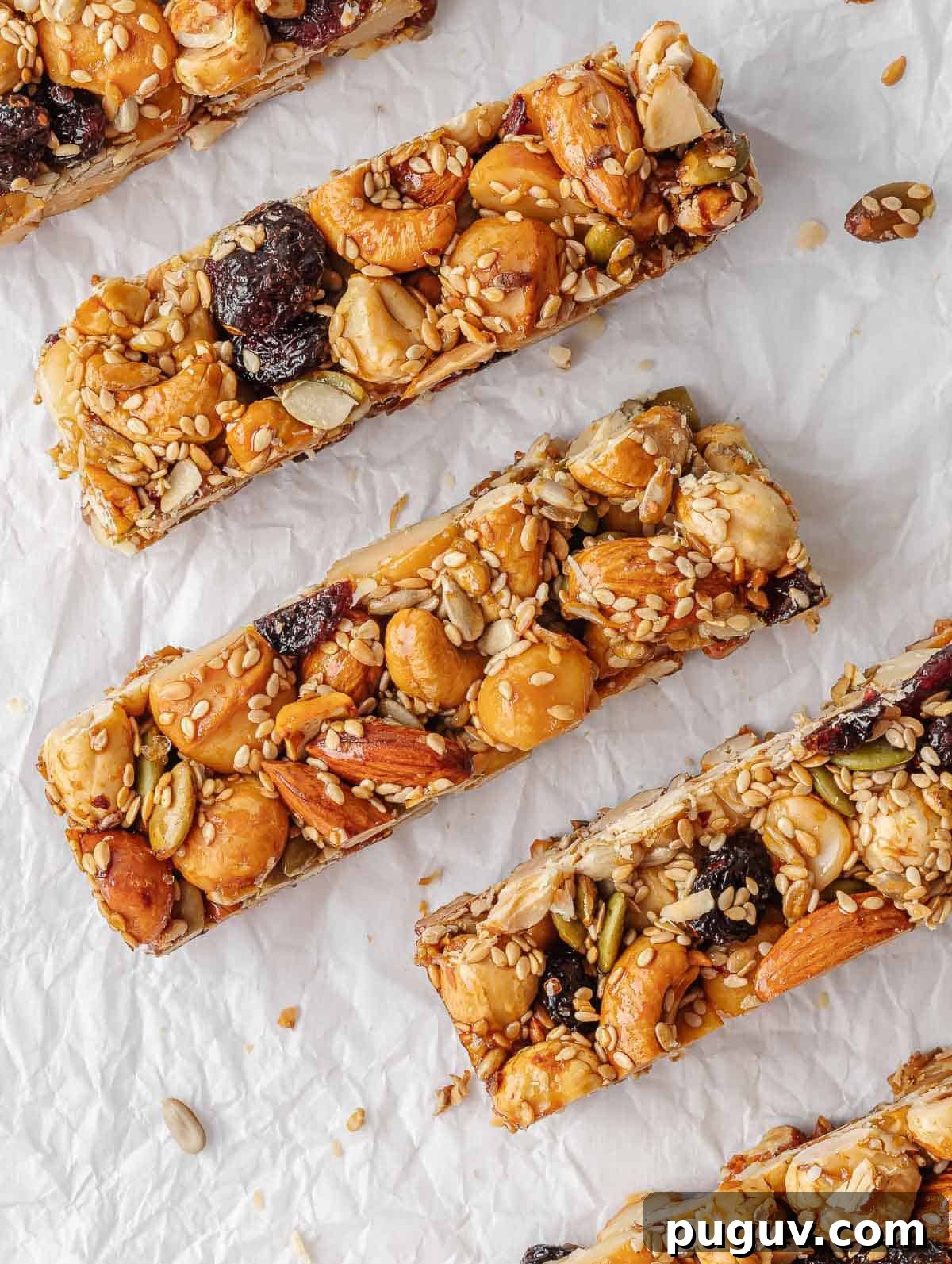 Homemade Fruit and Nut Bars Recipe for Energy and Snacking 2 Healthy nut bar recipe on parchment paper.