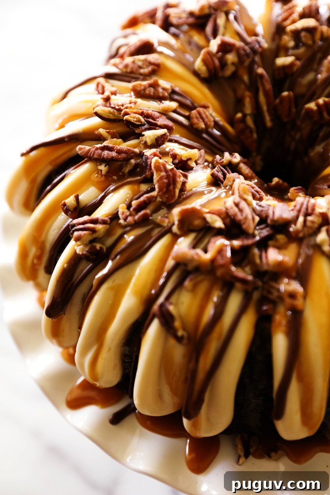 Turtle Bundt Cake slice
