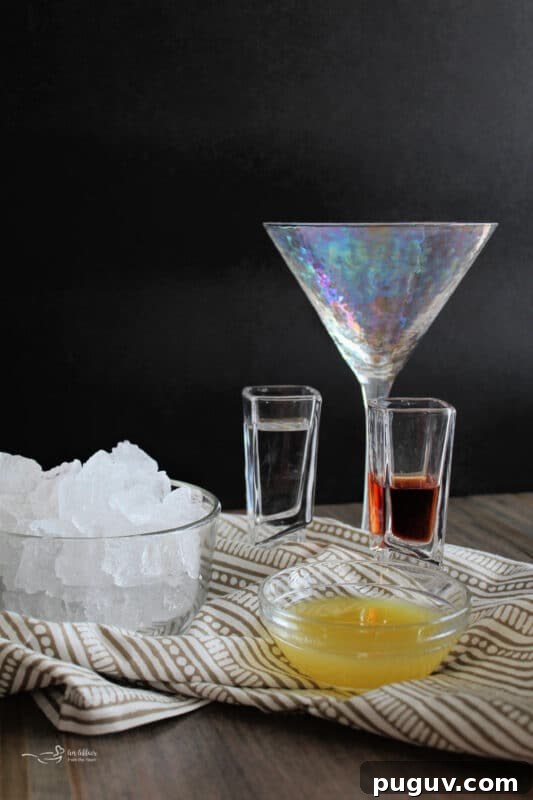 How to Make a Classic French Martini Cocktail 5 mixing and measuring ingredients for a French martini cocktail