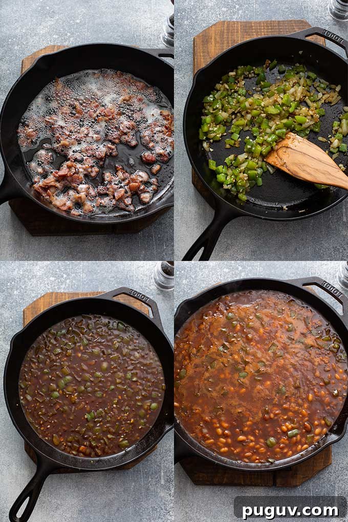 Classic Homemade Baked Beans Recipe for Oven-Baked Flavor 5 Step by step images on how to make this homemade baked bean recipe.