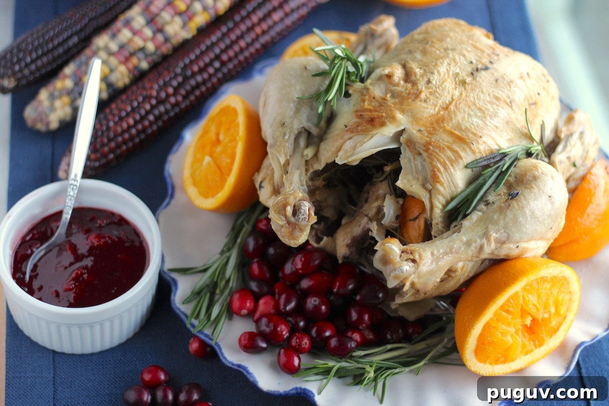 Instant Pot Whole Chicken with Cranberry Orange Sauce (AIP) - a healthy, elegant Paleo chicken dinner that has all the flavors of slow-roasted chicken but cooks in 40 minutes, thanks to the Instant Pot! | fedandfulfilled.com