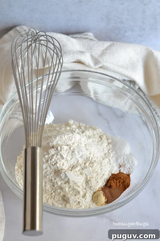 dry ingredients in a bowl with a whisk
