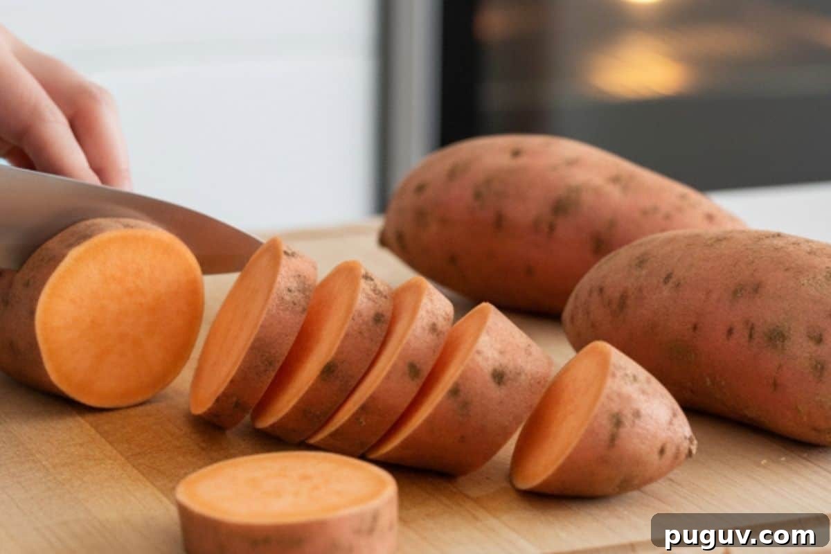 Garlic Butter Smashed Sweet Potatoes with Parmesan Crisps 4 Cut the sweet potatoes into quarters.