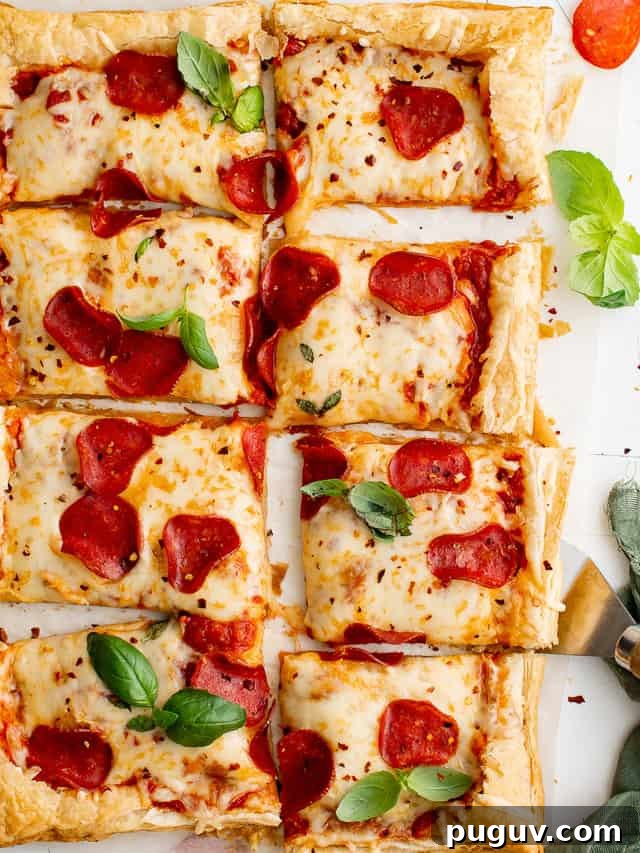 Perfect Pairings for Bruschetta: Appetizers, Salads & Wines 4 Pizza made on puff pastry.