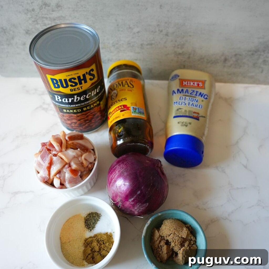 Classic Oven-Baked Beans Recipe with Step-by-Step Video 3 Ingredients for baked beans recipe.