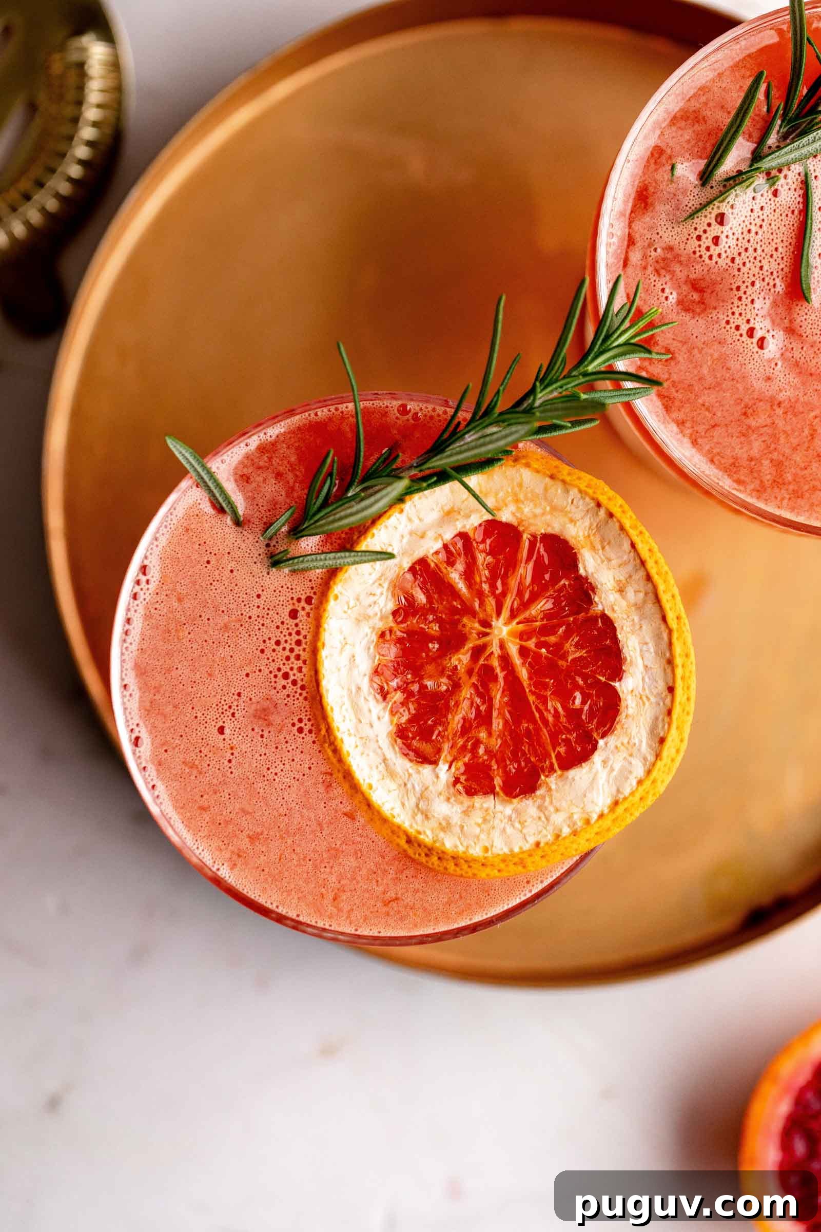 Bright overhead shot of this cocktail recipe.