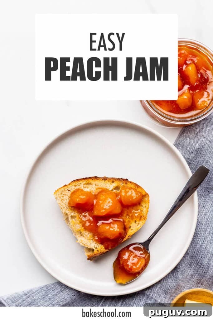 Peach jam served with sourdough bread.