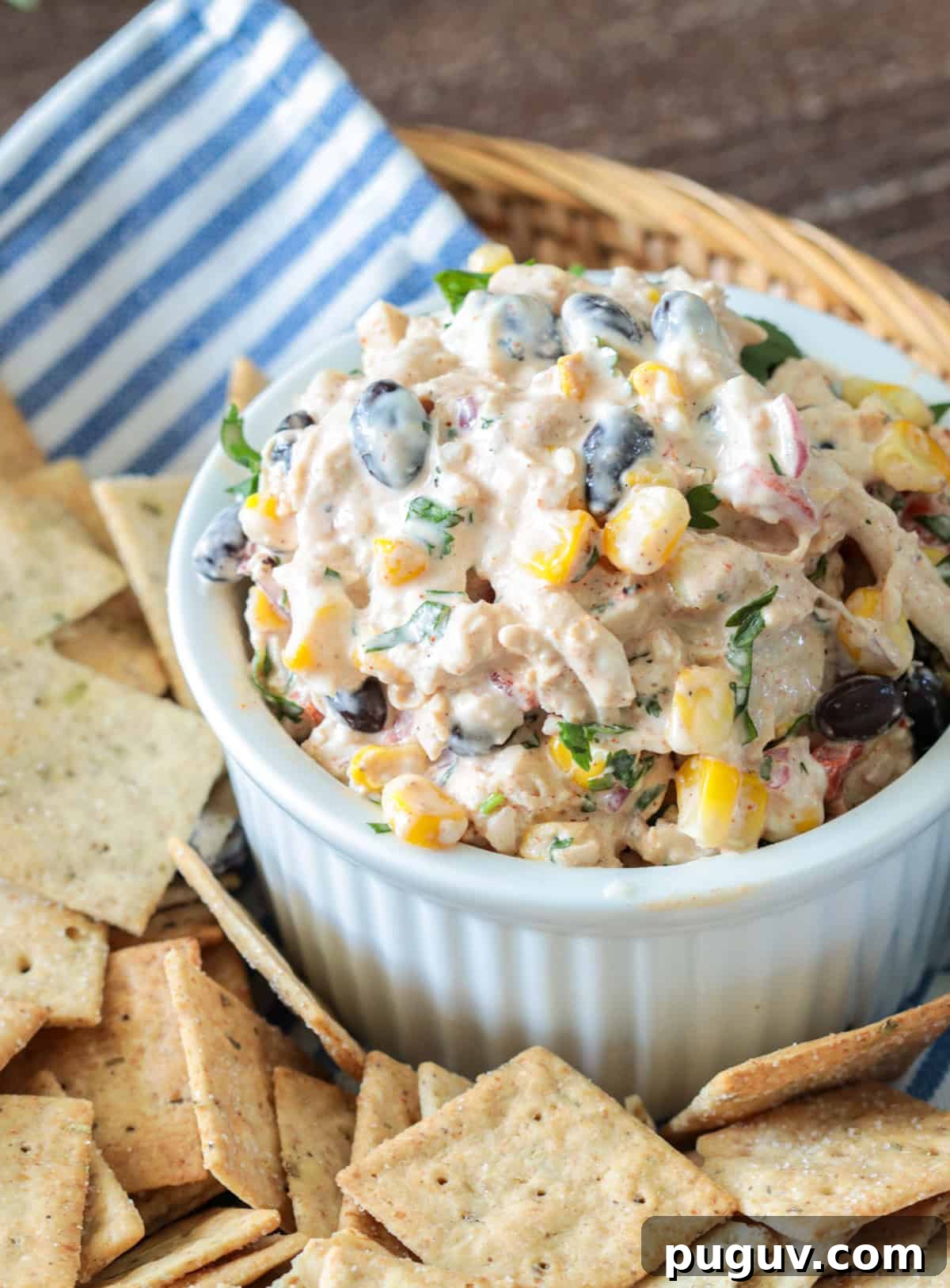 Creamy Mexican Chicken Salad Dip Recipe for Parties 4 Close up of Mexican chicken salad dip.