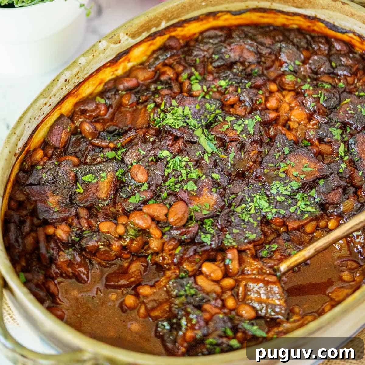 Molasses baked beans with bacon