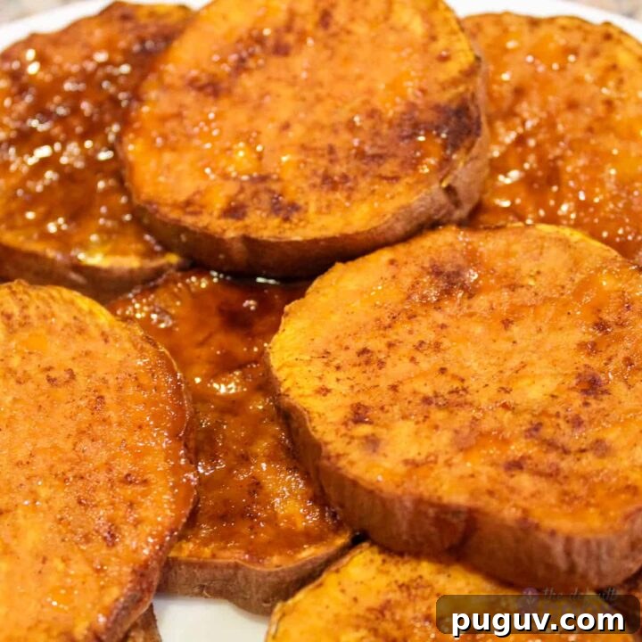 Roasted sweet potato slices with brown sugar