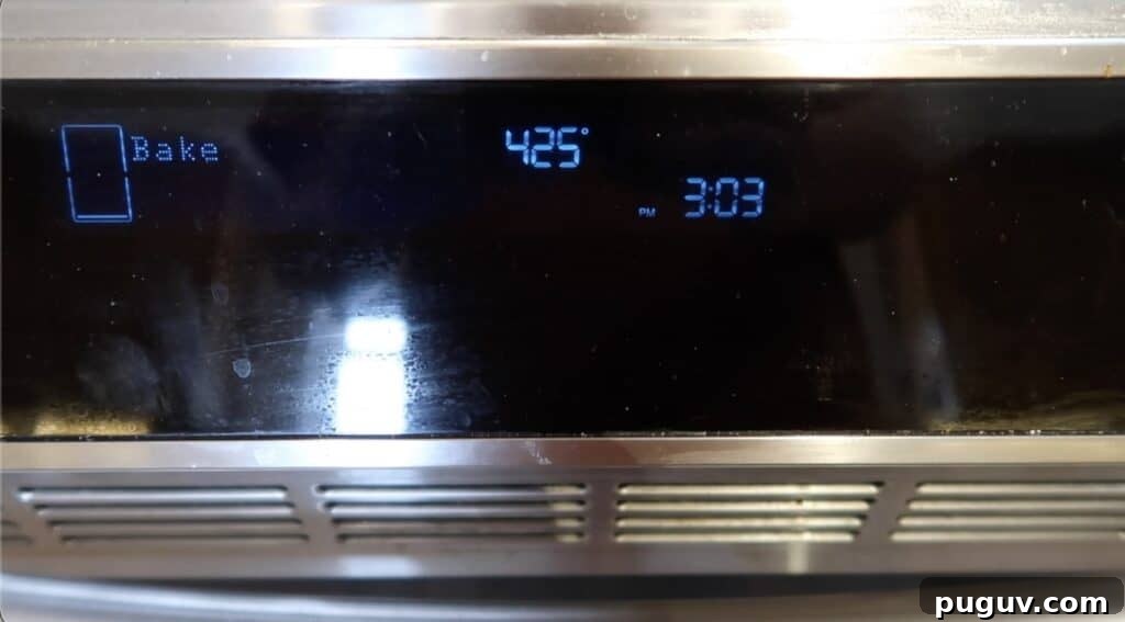 Oven set for 425°F