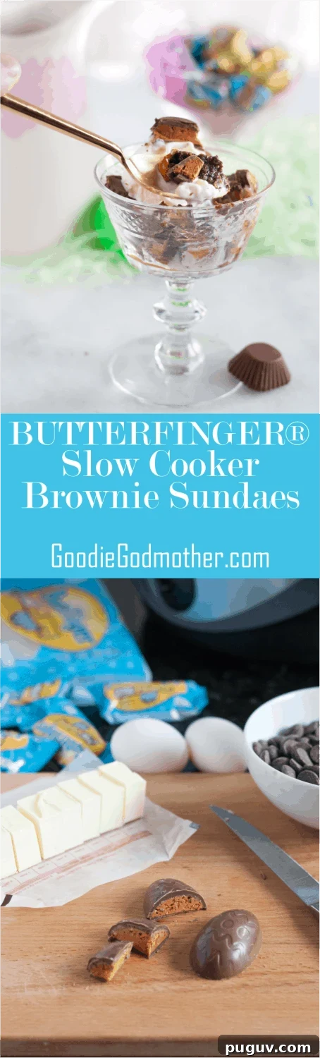 Slow Cooker Butterfinger Brownie Sundaes Recipe 10 Slow cooker brownie sundae pin