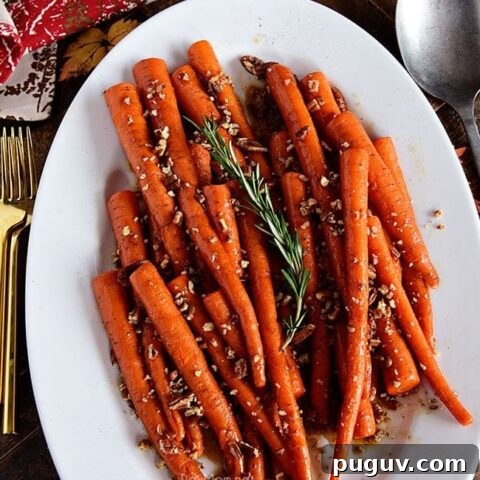 Pecan Pie Glazed Carrots on table