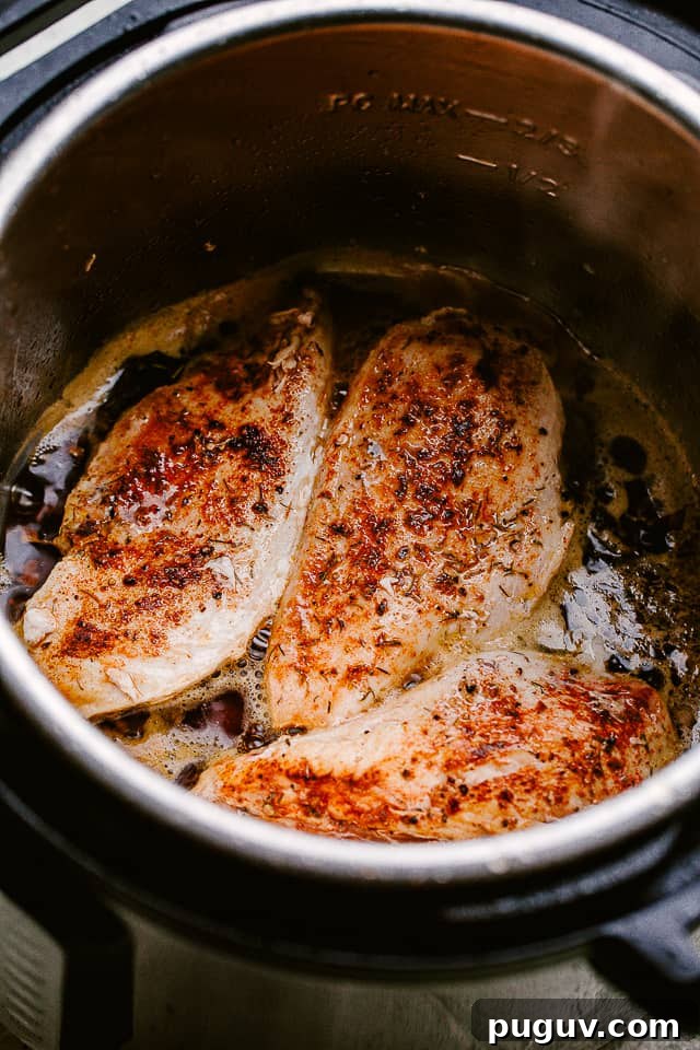 Sweet and savory honey garlic chicken is a quick and flavorful dinner that will make your entire family happy. Ready in under 30 minutes! Searing chicken breasts in an Instant Pot