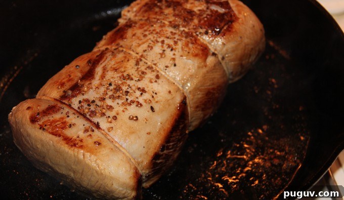 searing the pork roast