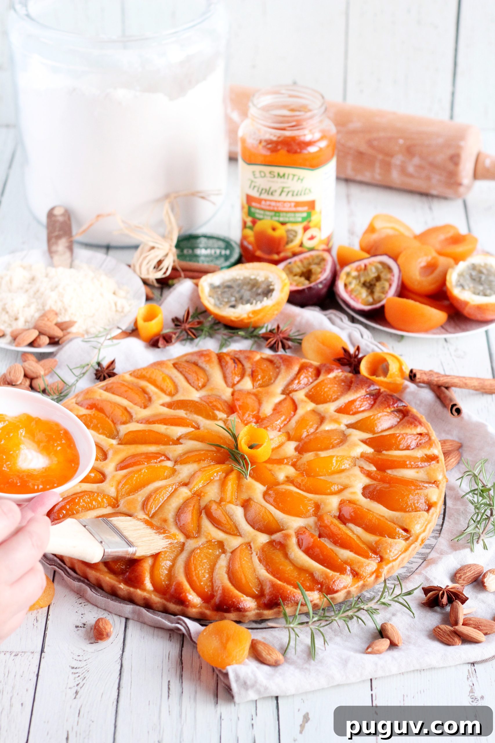 Apricot Tart with Almond Frangipane Filling 11 baked tart with apricots and almond filling