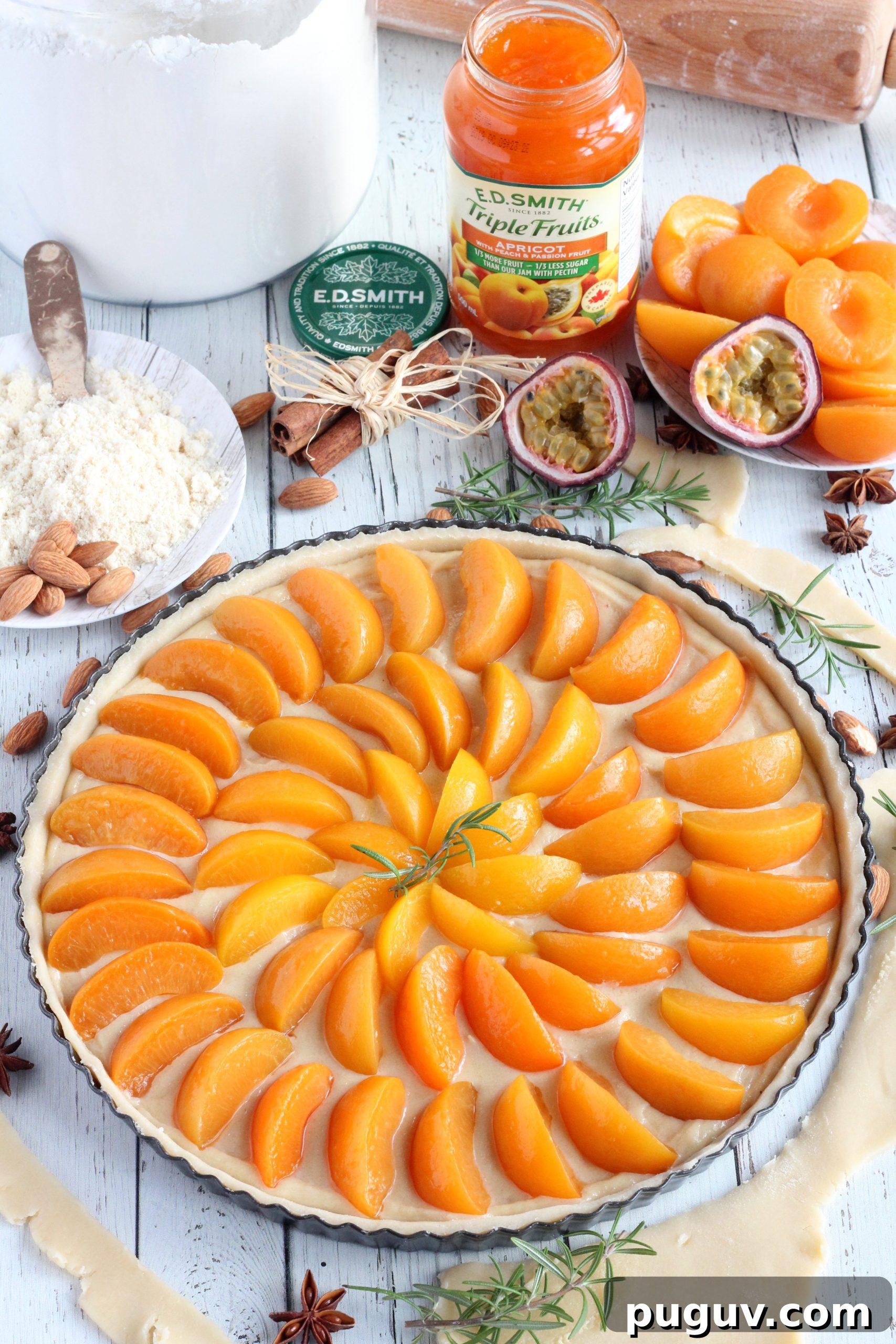 Apricot Tart with Almond Frangipane Filling 10 apricot tart assembled ready to bake