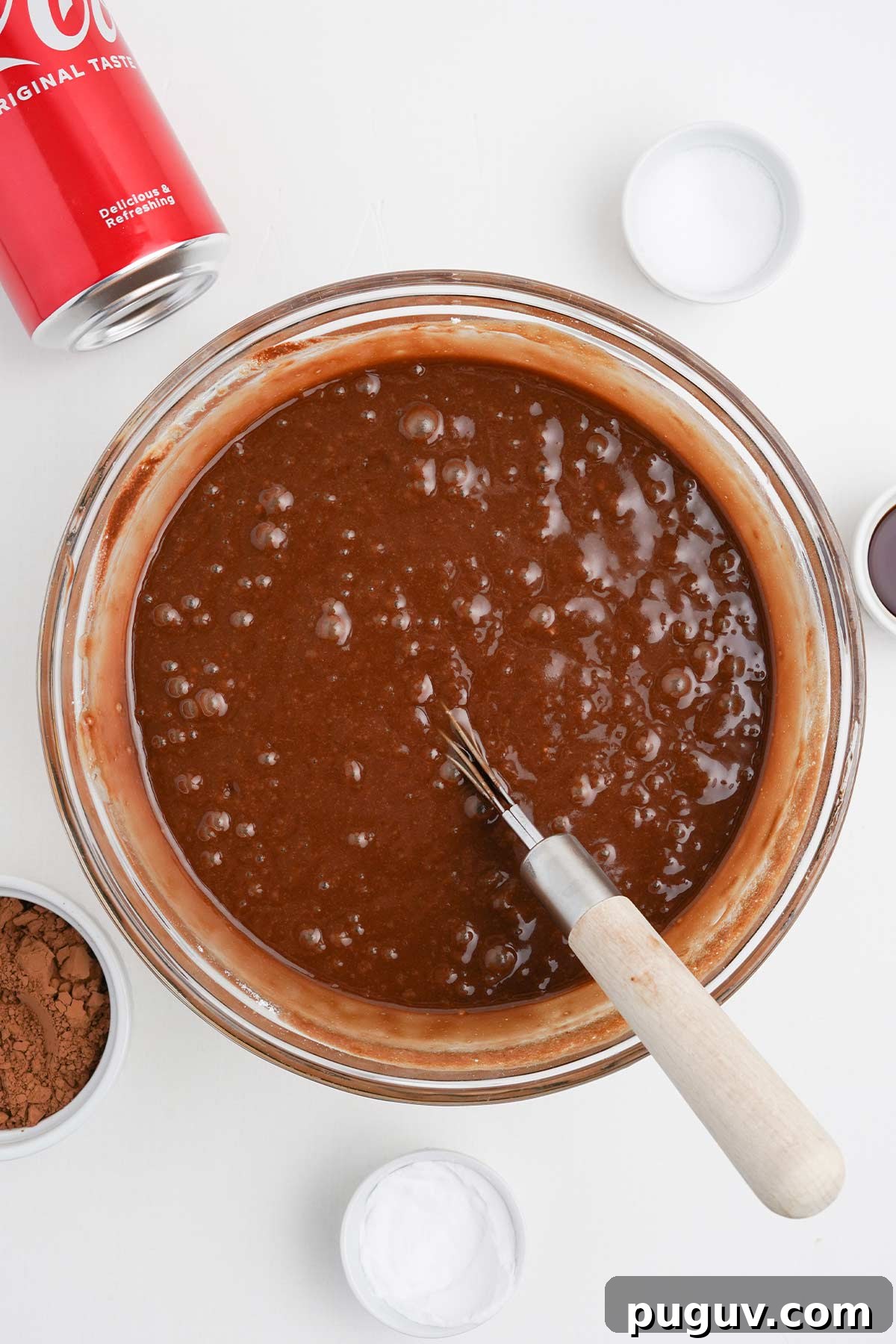 Copycat Cracker Barrel Coca-Cola Cake Recipe You’ll Love 7 Ingredients mixed together to make Cracker Barrel coca cola cake.