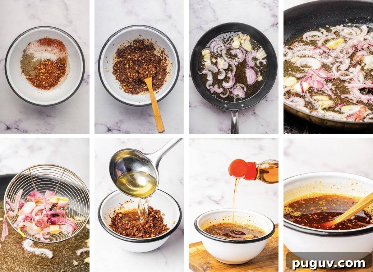 Homemade Chili Oil Recipe: Step-by-Step Guide for Authentic Flavor 5 collage of images showing how to make Chili Oil