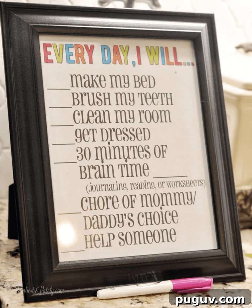 free summer chore chart printable for kids
