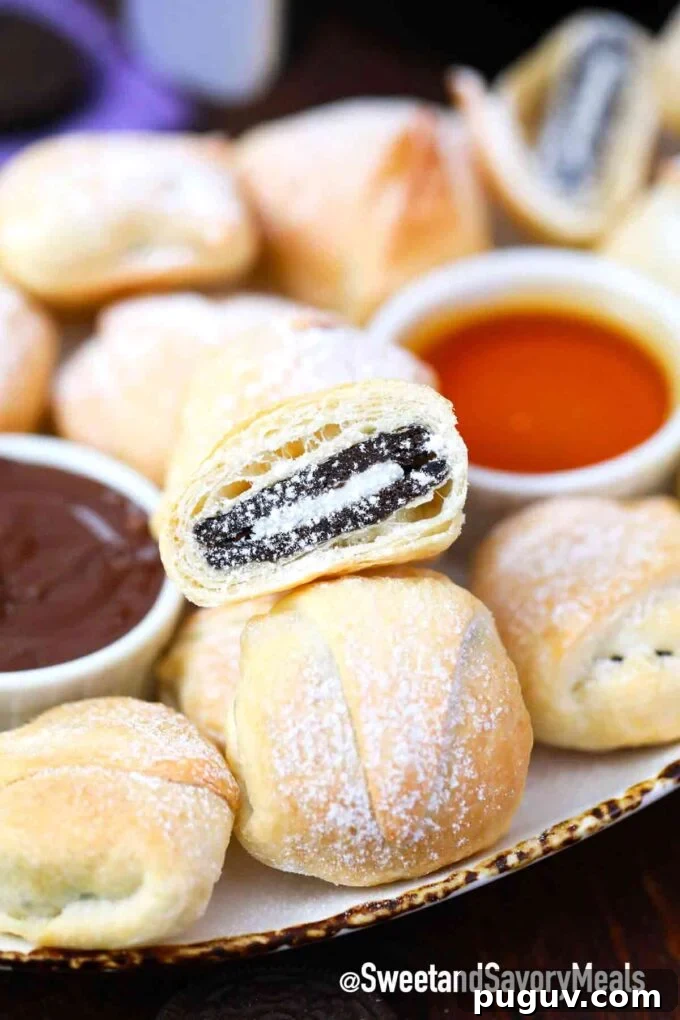 Crispy Air-Fried Oreos: Quick Dessert Recipe for Parties 5 air fried Oreos with caramel and chocolate sauce