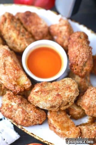 air fryer apples fries on a serving plate