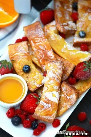 air fryer French toast sticks with berries
