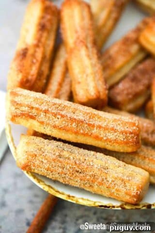 crispy air fryer churros with cinnamon sugar