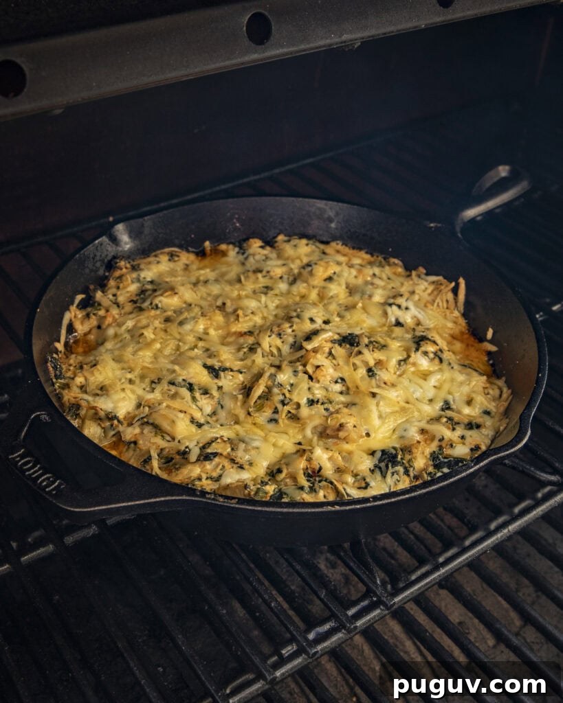 Smoky Three-Cheese Spinach Artichoke Dip Recipe 6 Smoking the dip