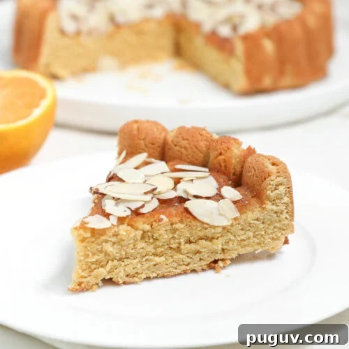 Plated Protein Orange Almond Cake with Honey Orange Glaze