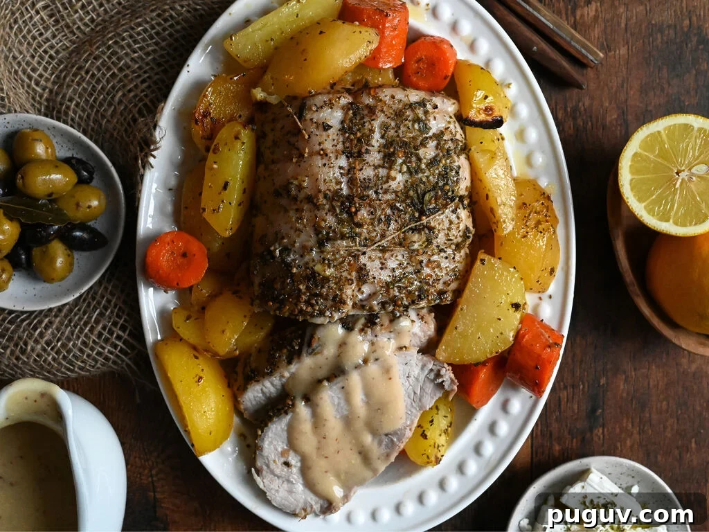 Pork roast with Greek lemon potatoes