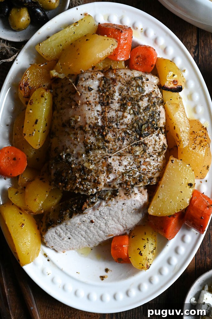 Pork roast with Greek roasted potatoes
