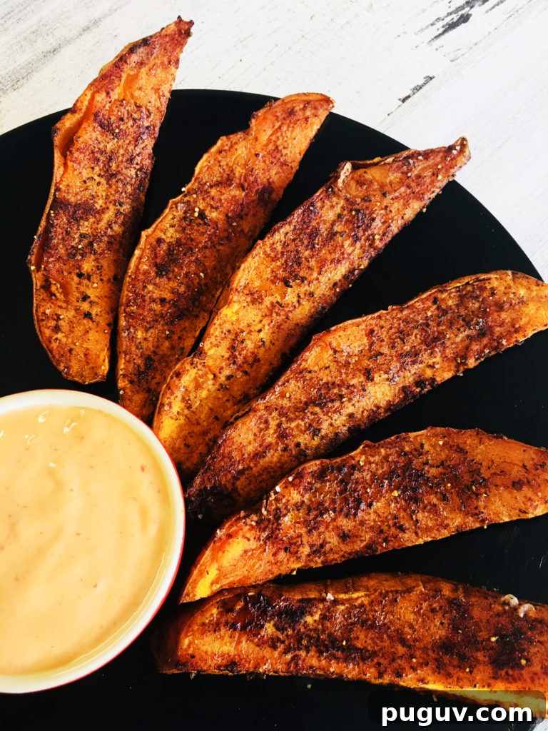 Crispy Baked Sweet Potato Wedges with Garlic Herb Dip 5 Baked Sweet Potato Wedges