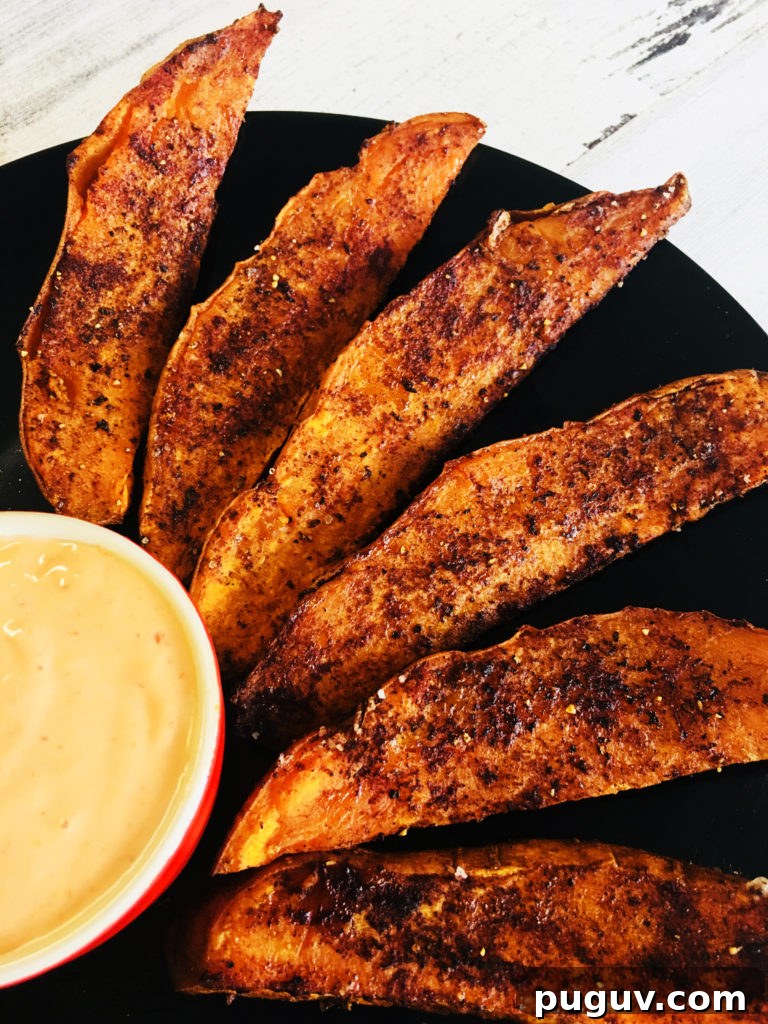 Crispy Baked Sweet Potato Wedges with Garlic Herb Dip 6 Baked Sweet Potato Wedges