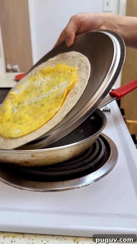 15-Minute Egg & Cheese Breakfast Quesadilla Recipe 8 flip eggs and tortilla