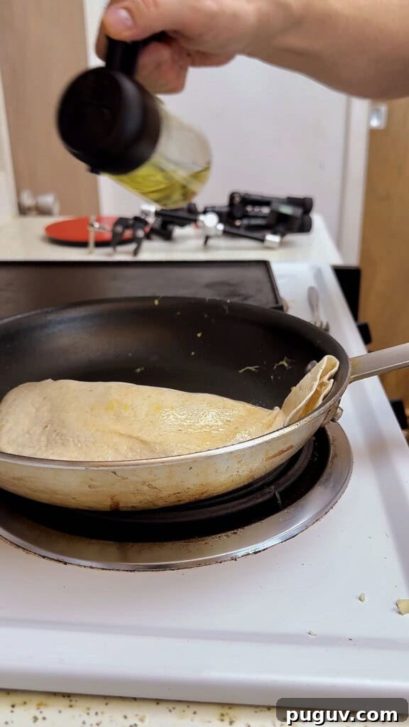 15-Minute Egg & Cheese Breakfast Quesadilla Recipe 10 fold tortilla and spray