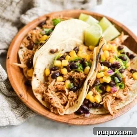 Three instant pot bbq chicken tacos.