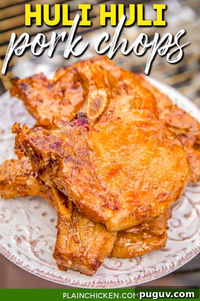 Grilled Huli Huli Pork Chops with Sweet Pineapple Glaze 5 plate of pork chops